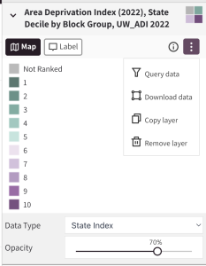 Download data tool access in map legend